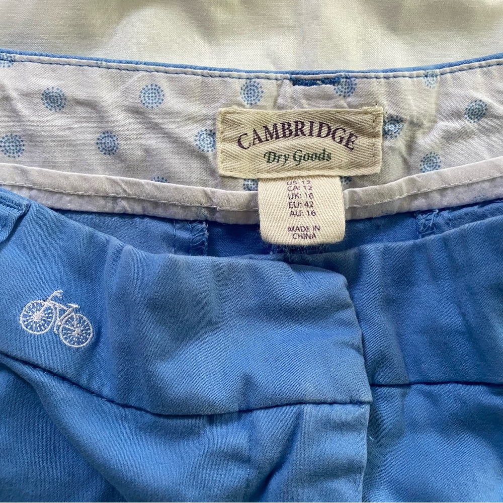 Cambridge Blue Shorts with Bicycle Embroidery